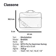 CLASSONE BND504 15.6 ''Macbook,Laptop, Çantası-Gri
