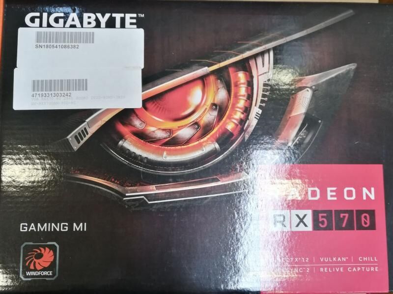 GIGABYTE RX570 8G 256b GDDR5 DVID-HDMI-3XDP GV-RX570GAM-8GD-MI