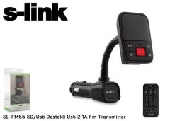 S-LINK SD/USB Destekli + 2.1A USB Şarj Portlu FM Transmitter SL-FM65