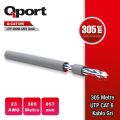 QPORT Cat6 305m UTP Awg 23 0.57m Network Kablosu Q-CAT6