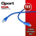 QPORT Cat6 15m Mavi Patch Network Kablosu Q-CAT15