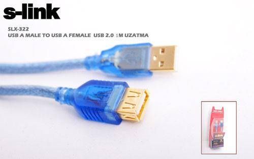 S-LINK 1.5m USB2.0 Altın Uçlu Uzatma Kablosu SLX-321