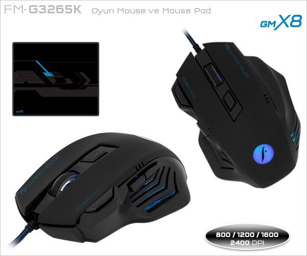 FRISBY FM-G3265K Kablolu USB Gaming Mouse,MousePad
