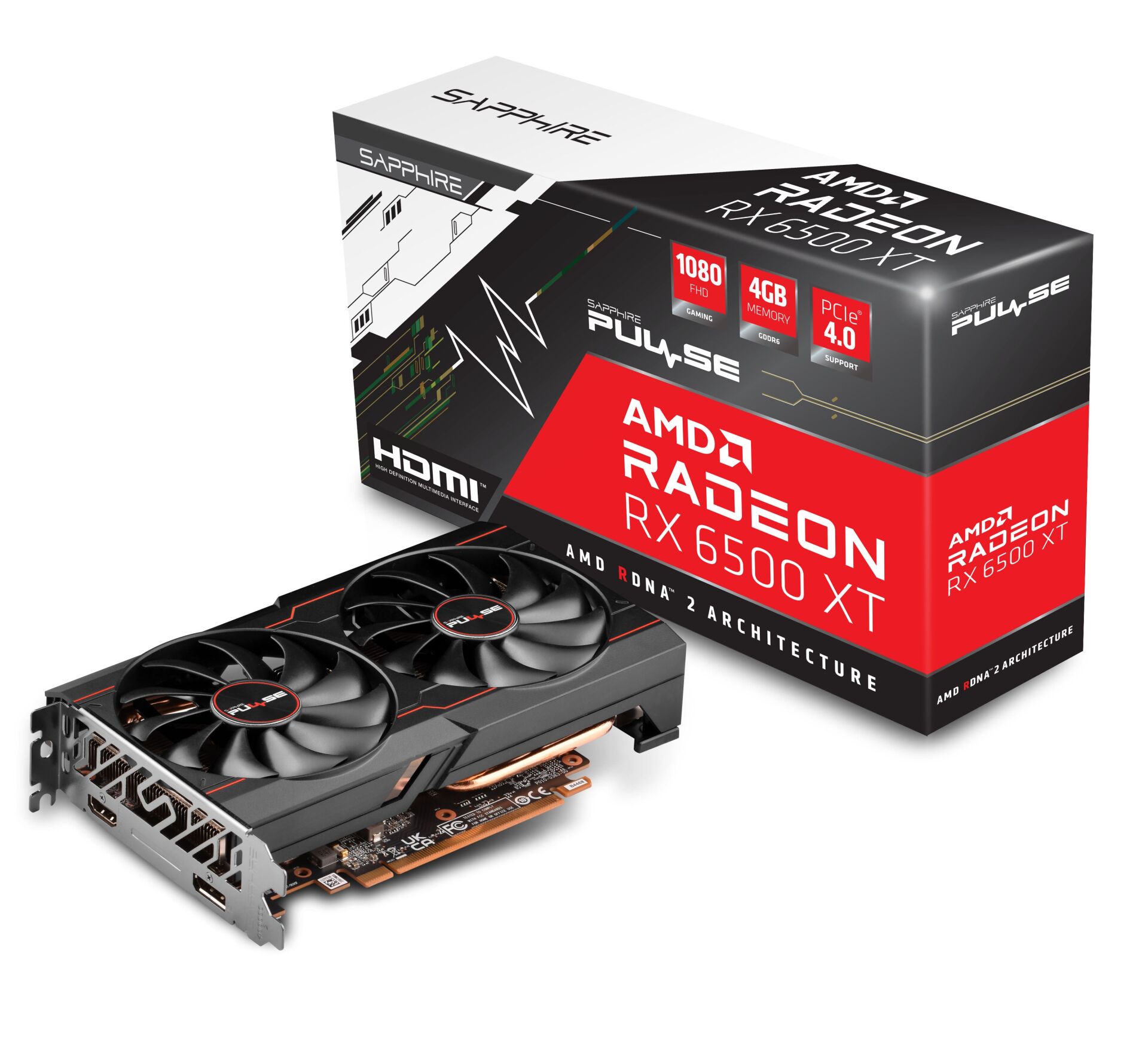 SAPPHIRE 11314-07-20G VGA PULSE AMD RX 6500XT GAMI OC 4GB GDDR