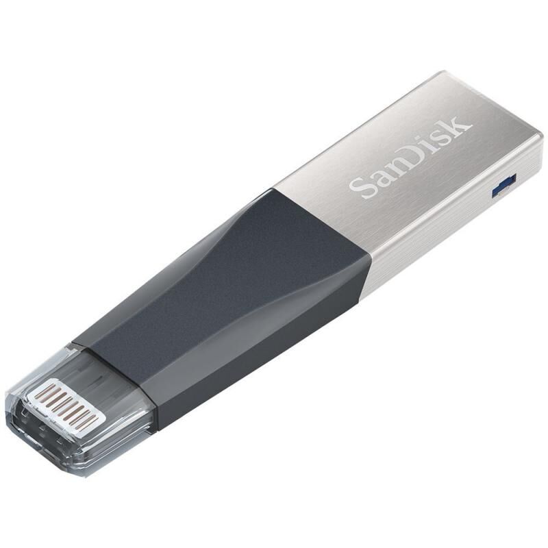 SANDISK SDIX40N-128G-GN6NE 128GB iXpand Mini USB 3.0 Siyah Metalik Gri iPhone USB Bellek