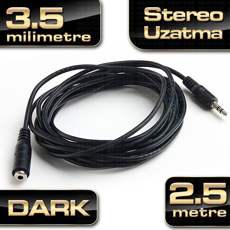 DARK 2.5m 3.5mm Stereo Ses Uzatma Kablosu DK-CB-AUEXTL250