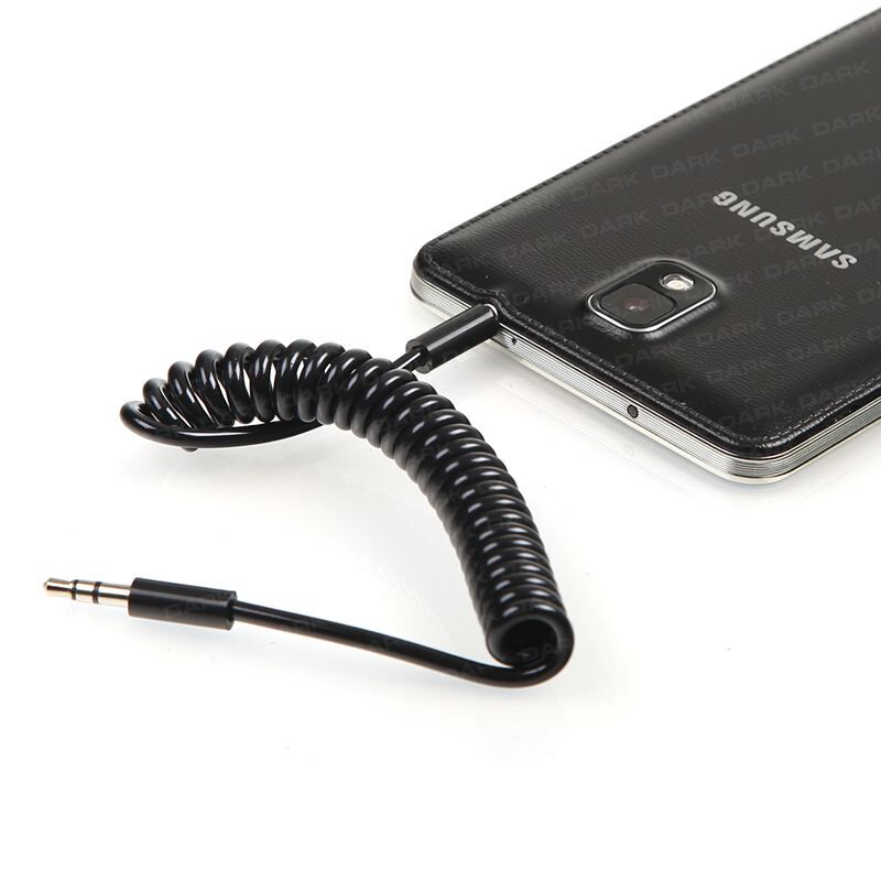 DARK 1 Metre 3.5mm Spiralli Stereo Ses Bağlantı Kablosu