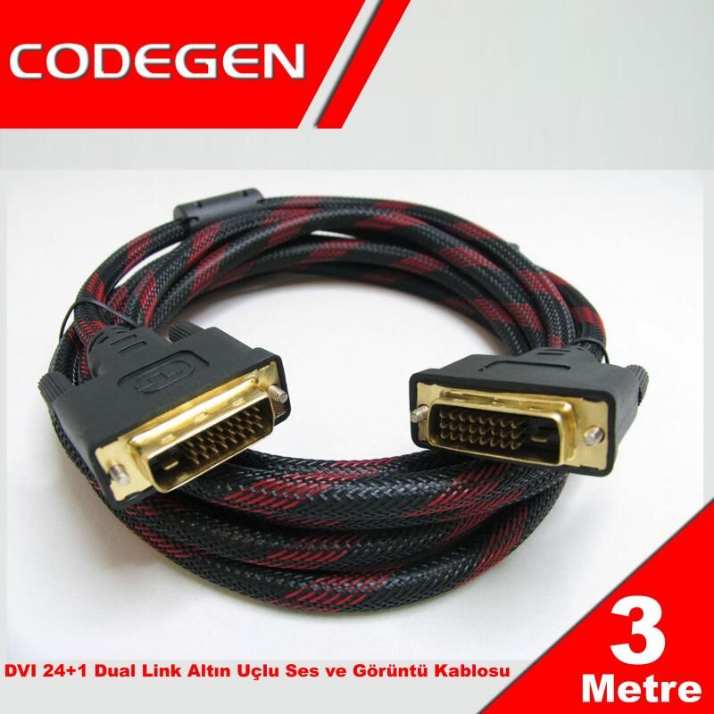 CODEGEN 3m 24+1 DVI Dual Link Bağlantı Görüntü Kablosu CPD17