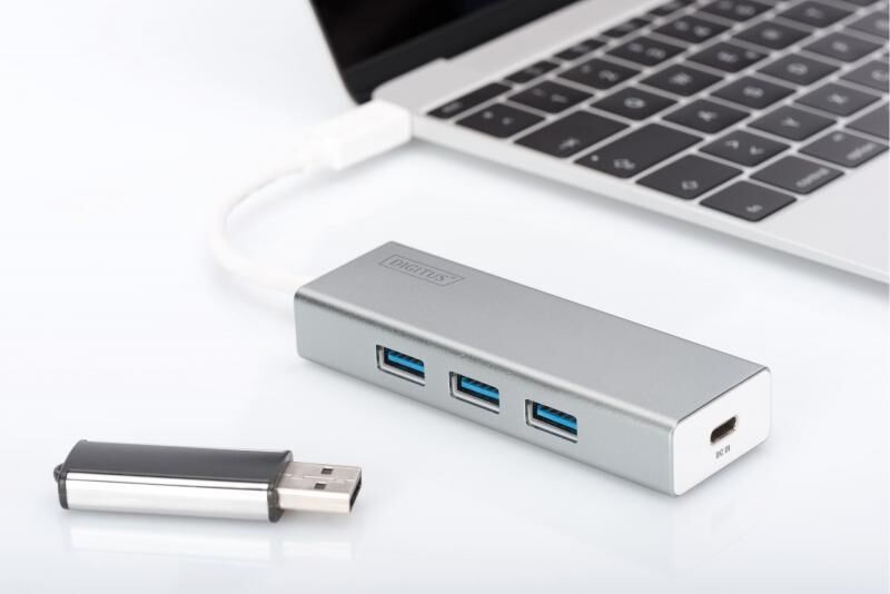 DIGITUS DA-70242 3xUSB3.0 Port 1xUSB Tip C PD Port Çoklayıcı