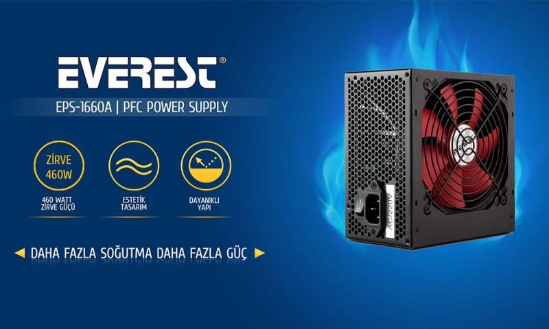 EVEREST 400W Kutulu 13cm Fan 3xSata 3xIDE Güç Kaynağı EPS-1660A