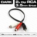 DARK DK-CB-AURCAX35 3.5mm Erkek Stereo 2xRCA Dişi Dönüştürücü Ses Kablosu