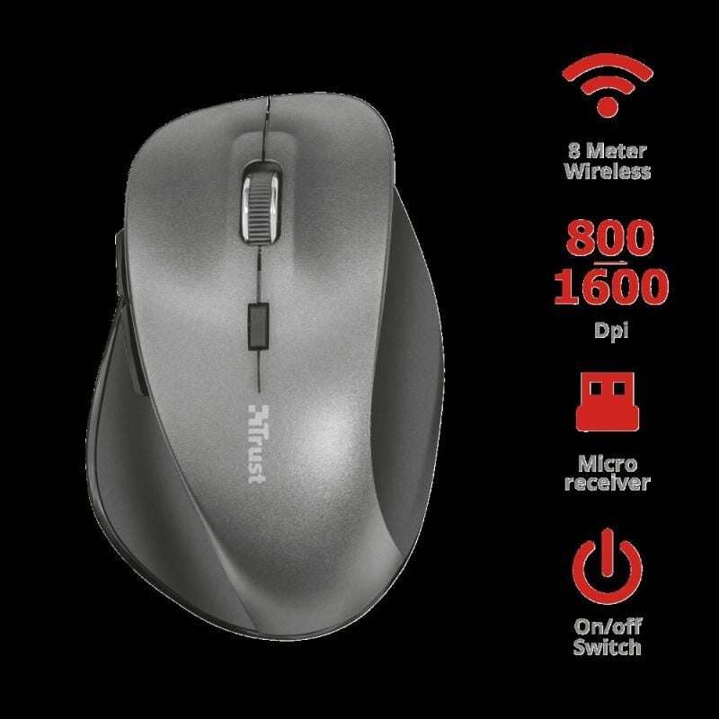 TRUST 22878 RAVAN 1600DPI Ergonomik Kablosuz Siyah Mouse