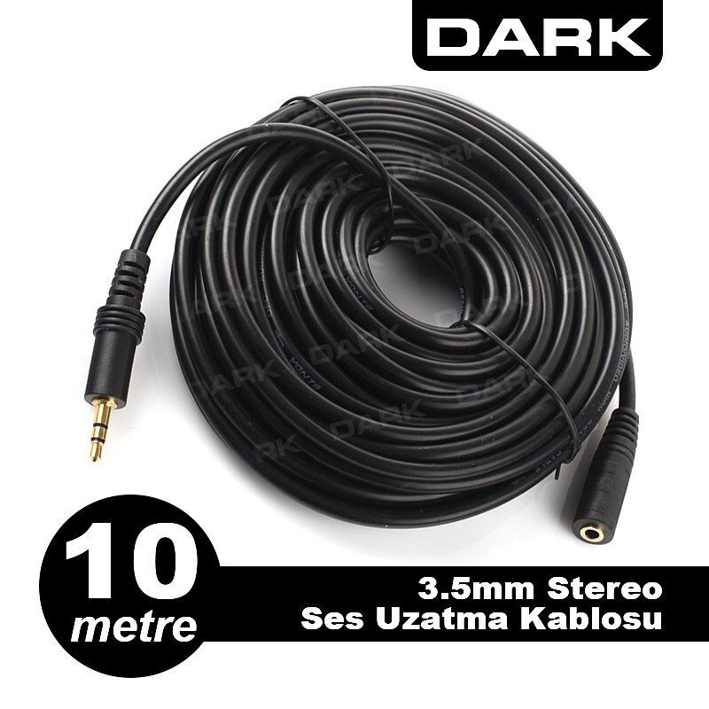DARK DK-CB-AUEXTL1000 10m Stereo 3.5mm Jak Ses Uzatma Kablosu
