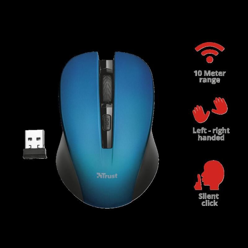 TRUST 21870 Mydo Silent 1800 DPI Kablosuz Mavi Mouse