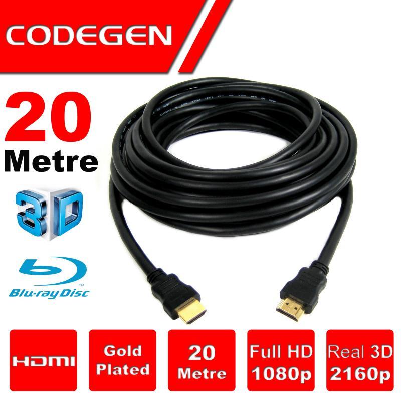 CODEGEN 20m HDMI v1.4 3D Ağ Destekli Altın Uçlu HDMI Görüntü Kablosu CPS200