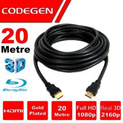 CODEGEN 20m HDMI v1.4 3D Ağ Destekli Altın Uçlu HDMI Görüntü Kablosu CPS200