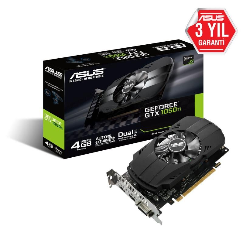 ASUS GTX1050TI 4GB 128B GDDR5 DVI-D,HDMI,DP Nvidia Ekran Kartı PH-GTX1050TI-4G