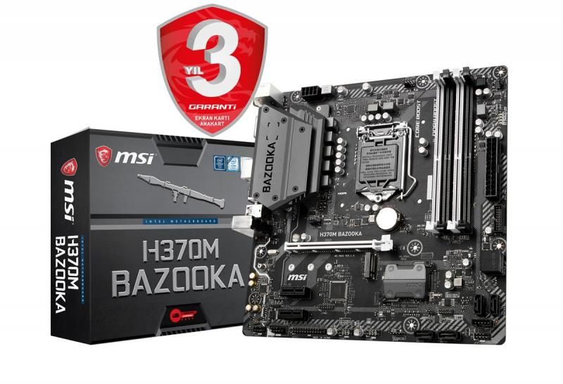 MSI Intel H370 1151 DDR4 2666MHz HDMI/DVI/DP Gaming Anakart