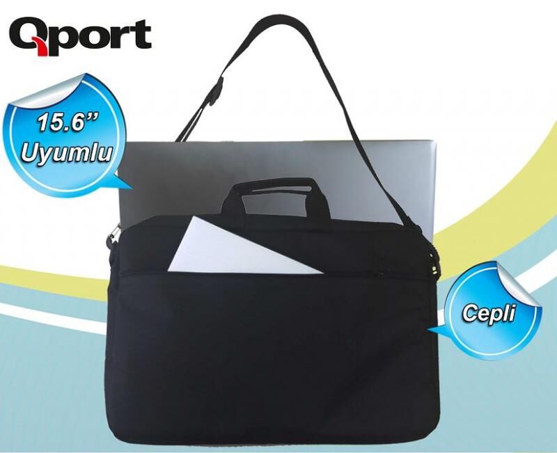 QPORT ÇAN 15.6 BÖLMELİ SİYAH NOTEBOOK ÇANTA Q-NC03