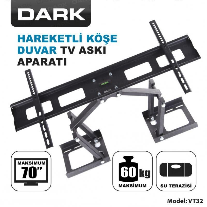 DARK DK-AC-VT32 37''-70'' Hareketli Köşe ve Duvar Terazili TV Askı Aparatı