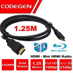 CODEGEN CPS18 1.25m Mini v1.4 3D Altın Uçlu HDMI Görüntü Kablosu