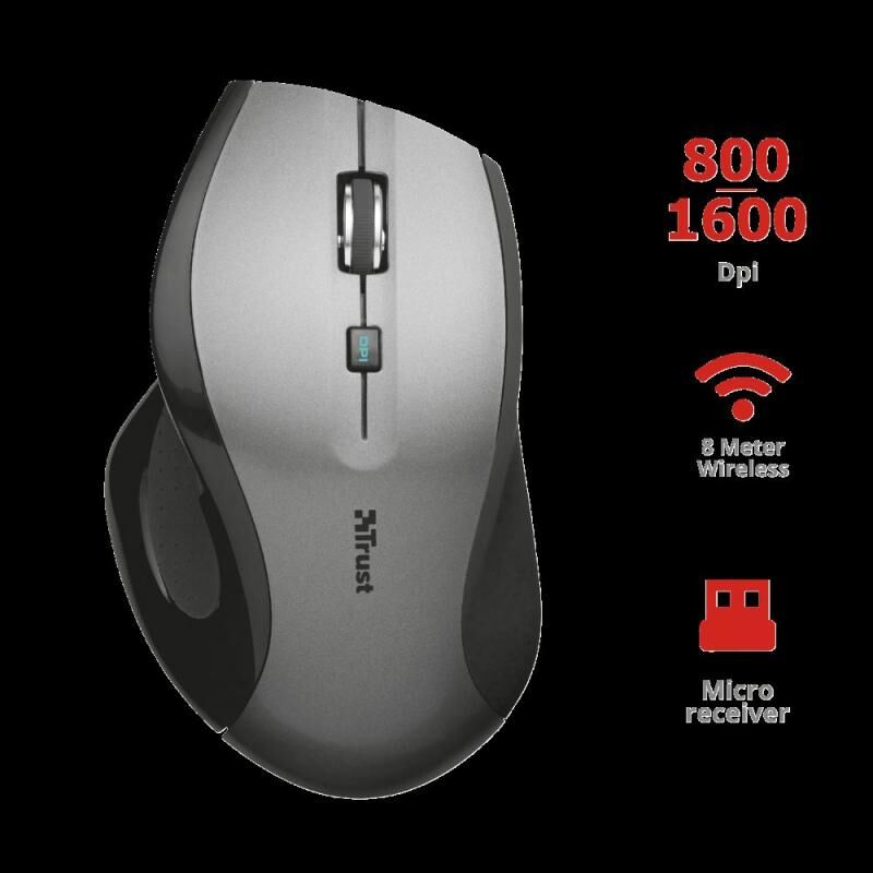 TRUST 17176 Maxtrack 1600 DPI Kablosuz Siyah Gümüş Mouse