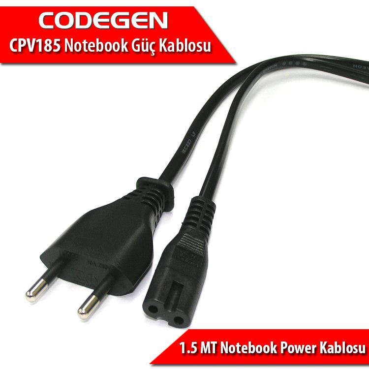 CODEGEN 1.5m 0.30mm Kalınlıkta 2 Uçlu Notebook Güç Power Kablosu CPV185