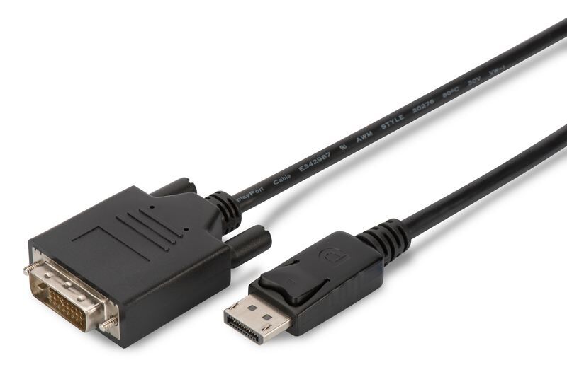 DIGITUS AK-340301-020-S DisplayPort Adaptör Kablosu, DP - DVI (24+1) M/M, 2,0 m/kilitli, DP 1.1a