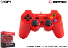 RAMPAGE PS3/PC Kırmızı USB 1.8m Joypad SG-R602-K