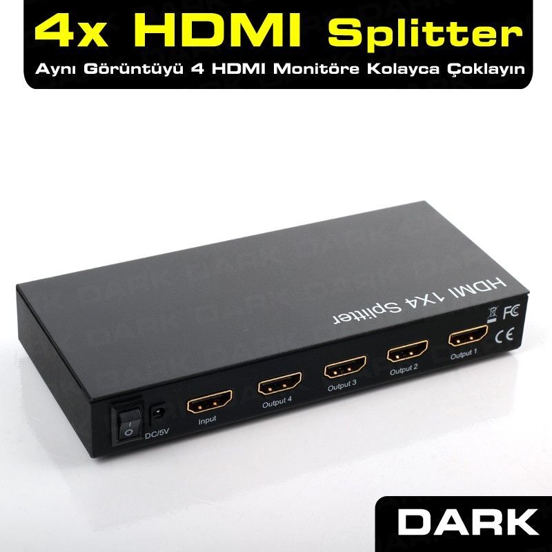 DARK 4 Port HDMI Splitter Çoklayıcı DK-HD-SP4X1