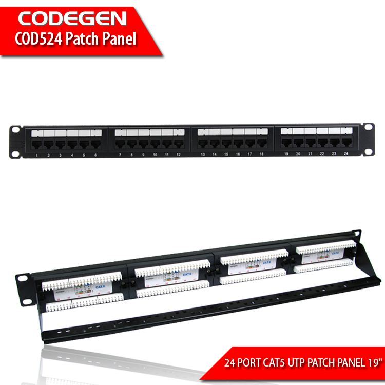 CODEGEN Cat-5E 19'' 24Port UTP 1U Patch Panel COD524
