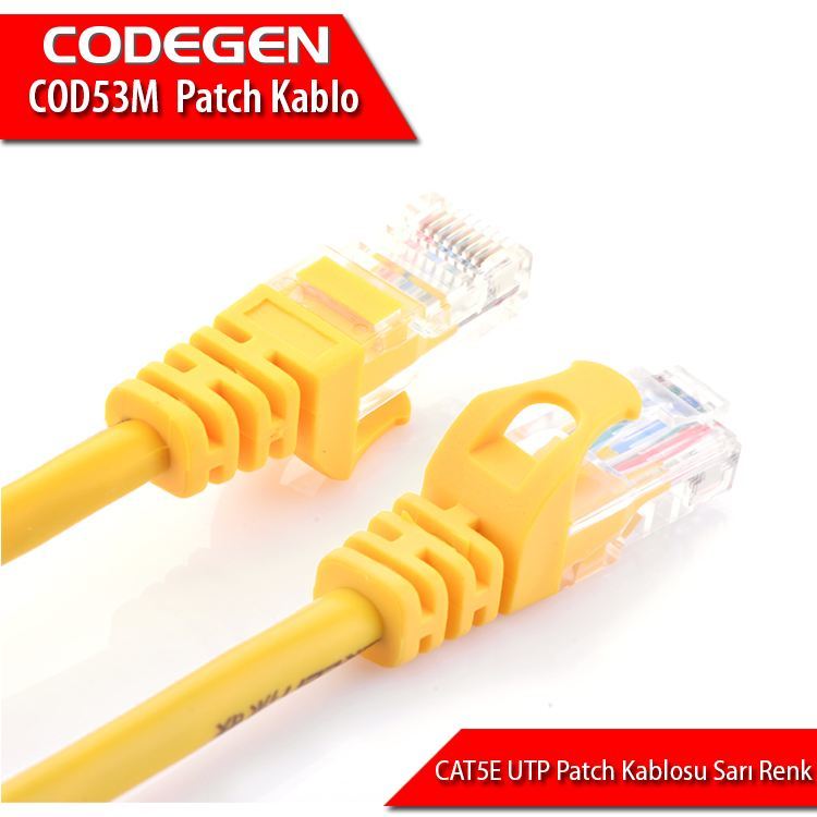CODEGEN CAT5E 3M UTP Sarı Patch Network Kablosu COD53M
