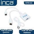 INCA IVTH-01 20cm VGA to HDMI Çevirici + USB ve Ses Kablosu