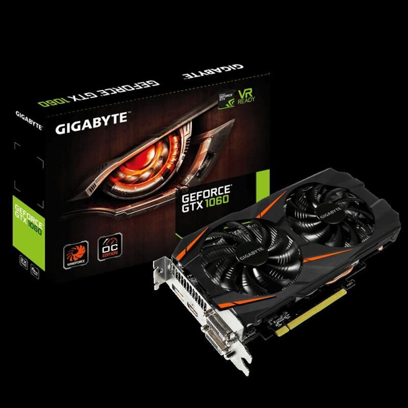 GIGABYTE GV-N1060WF2OC-6GD GTX1060 6GB 192B GDDR5 HDMI,DVI-D,DP Nvidia Gaming Ekran Kartı