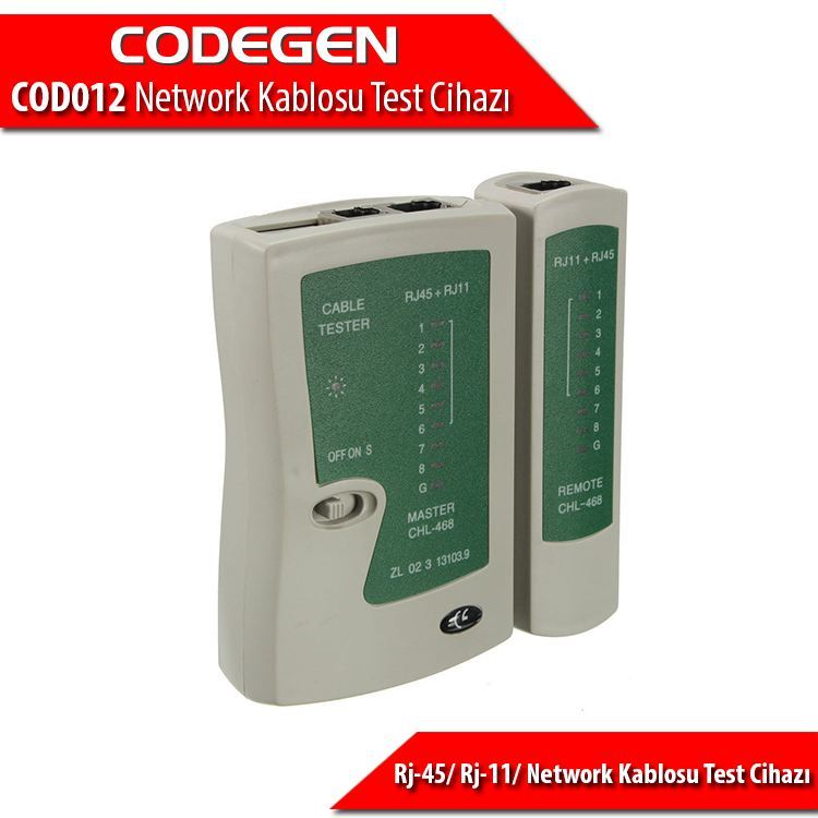 CODEGEN COD012 RJ-45/ RJ-11/ Network Kablosu Test Cihazı (Pil Dahil)