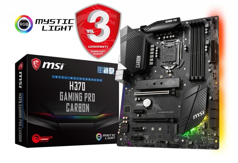 MSI Intel H370 1151 DDR4 2666MHz HDMI,DP Gaming Anakart H370GAMINGPROCARBO