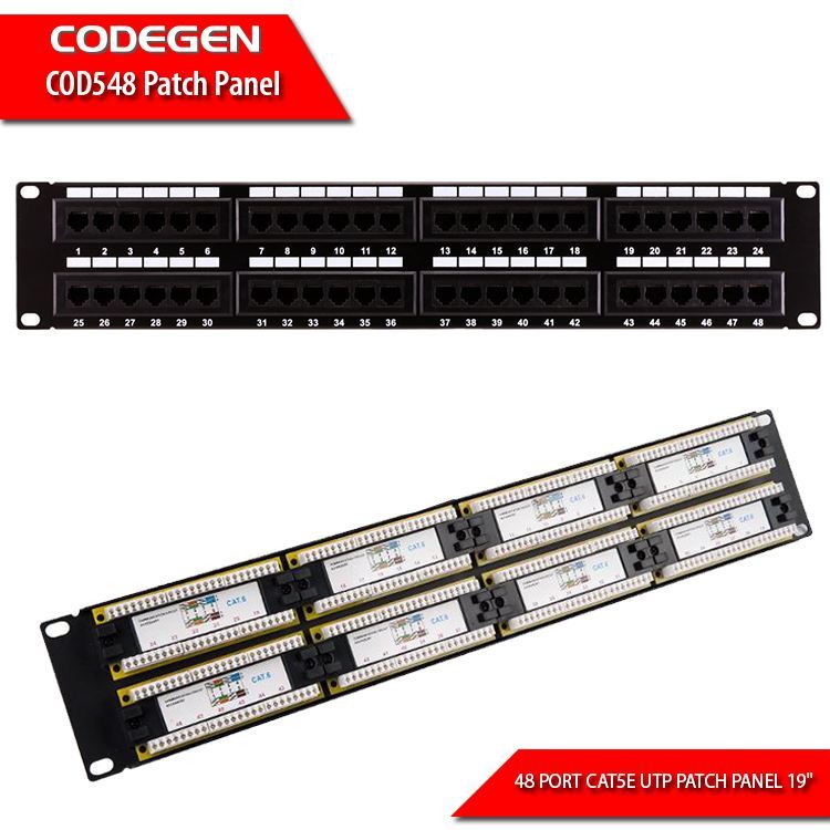 CODEGEN Cat-5E 19'' 48Port UTP 1U Patch Panel COD548