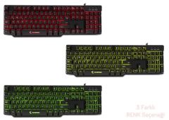 RAMPAGE USB 3 Farklı Aydınlatmalı Q Mekanik Hisli Siyah Klavye KB-R8S