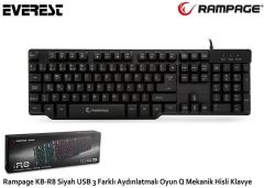 RAMPAGE USB 3 Farklı Aydınlatmalı Q Mekanik Hisli Siyah Klavye KB-R8S