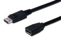ASSMANN AK-340200-020-S DisplayPort uzatma kablo, DP Erkek/Dişi, 2,0m, kenetlenmeli, DP 1.2 uyum