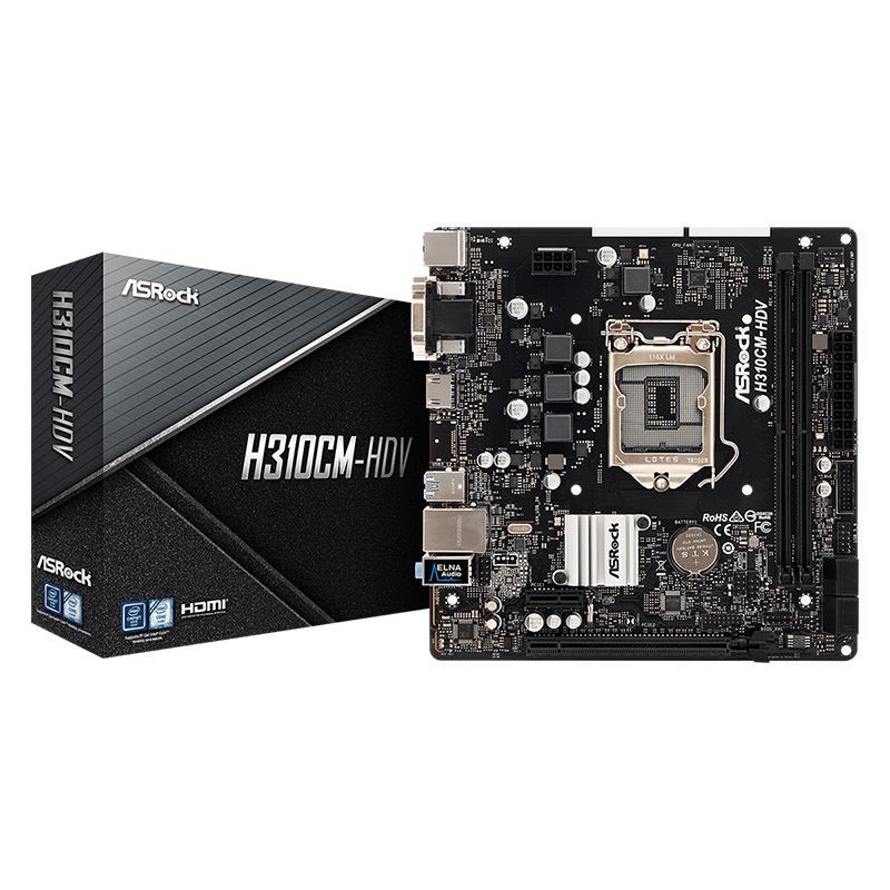 ASROCK İntel H310CM-HDV 1151Pin 8.9.Nesil Destekli DDR4 ,HDMI,DVI-D,VGA MATX ASRH310CM-HDV