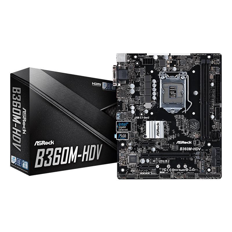 ASROCK İntel B360M-HDV 1151Pin DDR4,HDMI,DVI-D,VGA MİCRO ATX ANAKART ASRB360M-HDV