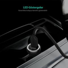 RAVPOWER RP-PC086 18W Çift Çıkış iSmart Siyah Araç Şarjı