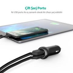 RAVPOWER RP-PC086 18W Çift Çıkış iSmart Siyah Araç Şarjı