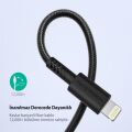 RAVPOWER RP-CB042 2 metre Naylon Örgülü Apple MFI Lisanslı Lightning Şarj/Data