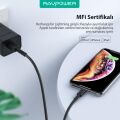 RAVPOWER RP-CB042 2 metre Naylon Örgülü Apple MFI Lisanslı Lightning Şarj/Data