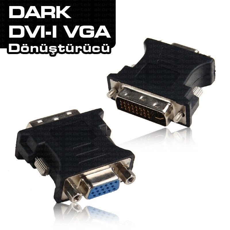 DARK DK-HD-ADVIXVGA DVI-VGA Dönüştürücü DVI-I Erkek - VGA Dişi Çevirici Adaptör