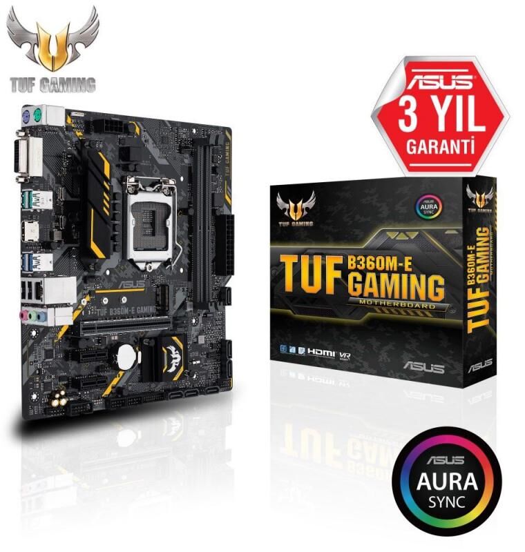 ASUS  Intel B360 1151 DDR4 2666MHz  HDMI/DVI M2 USB3.1 AURA RGB Anakart