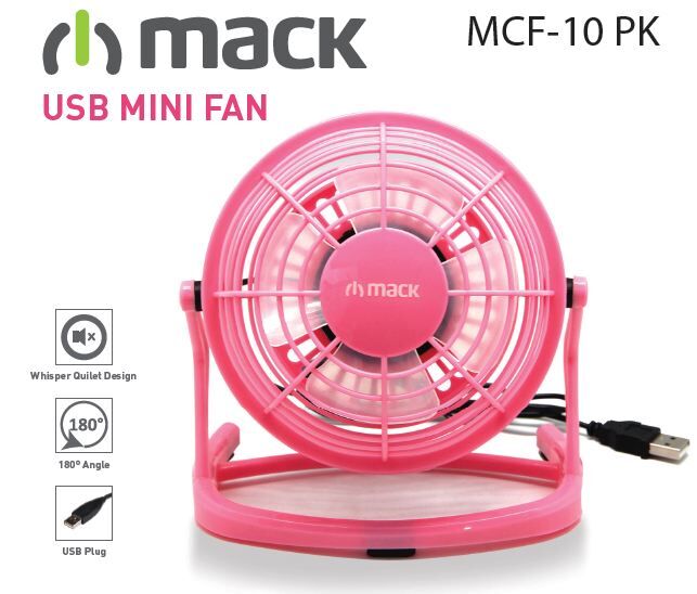 MACK Masaüstü Plastik Pembe USB Mini Fan MCF-10-PK