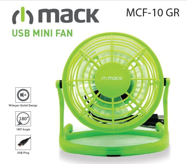 MACK Masaüstü Plastik Yeşil USB Mini Fan MCF-10-GR